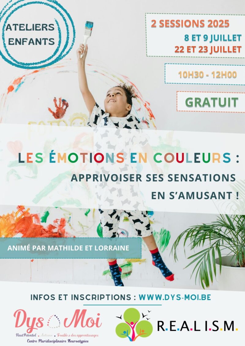 Les émotions en couleurs : apprivoiser ses sensations en s’amusant ! (Groupe 1 : 8 et 9 juillet)